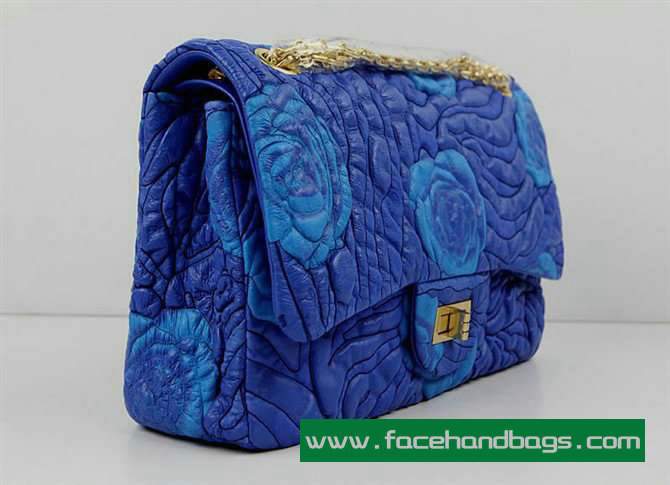 Chanel 2.55 Rose Handbag 50145 Gold Hardware-Blue - Click Image to Close